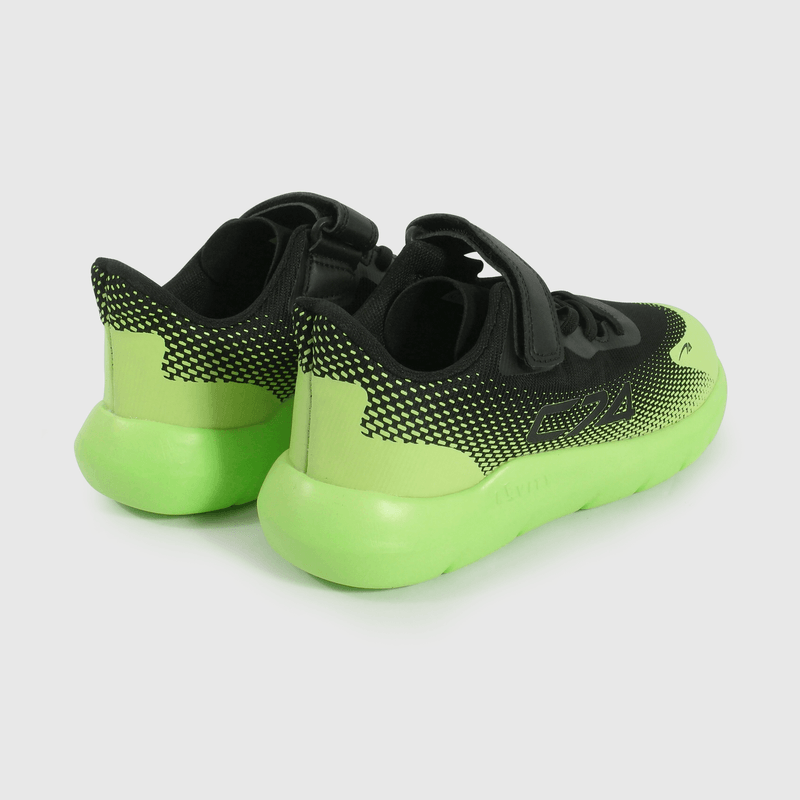 Zapatilla Sport de Niño Negro Caña Baja con Velcro y Cordón