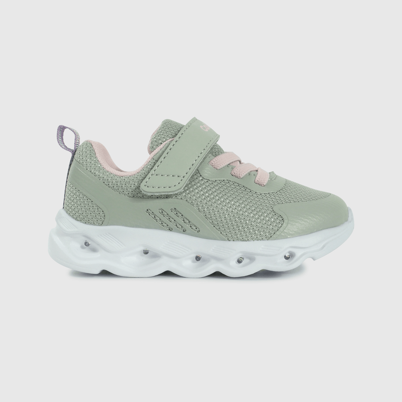 Zapatilla Caminante con luces de Niña Gris Velcro y Cordón