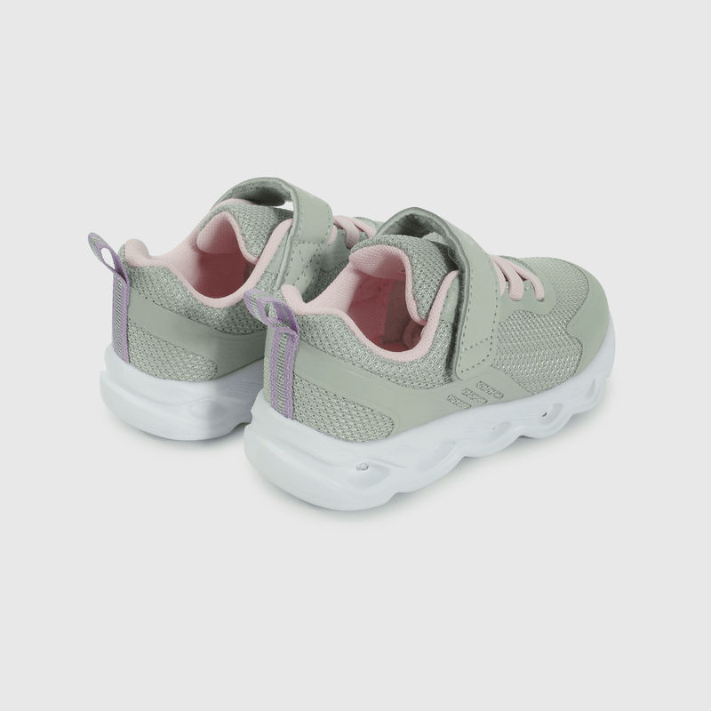 Zapatilla Caminante con luces de Niña Gris Velcro y Cordón