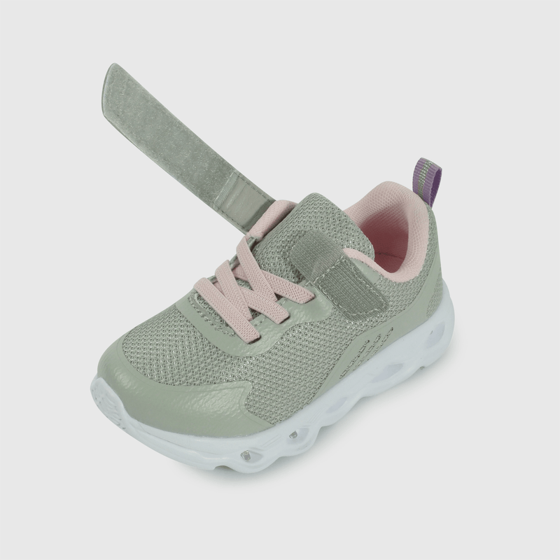 Zapatilla Caminante con luces de Niña Gris Velcro y Cordón