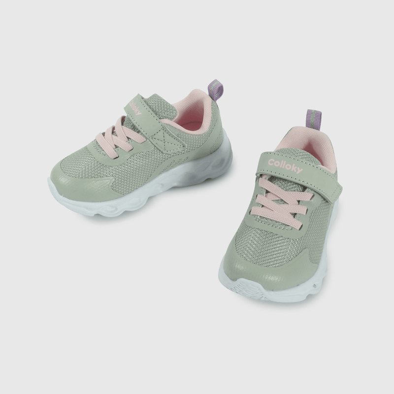 Zapatilla Caminante con luces de Niña Gris Velcro y Cordón
