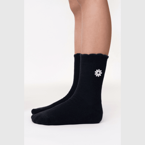 Calcetines gris con flores para niños, pack de 3