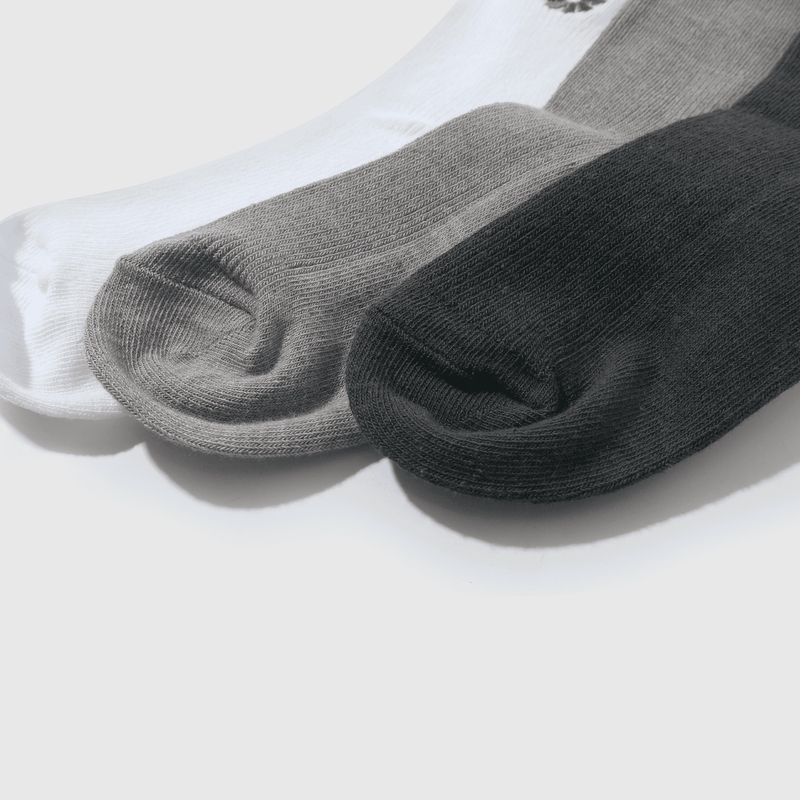 Calcetines gris con flores para niños, pack de 3