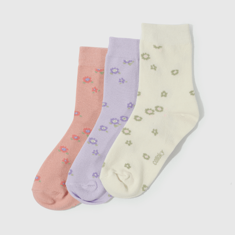 Pack 3 Calcetines Morado Flores