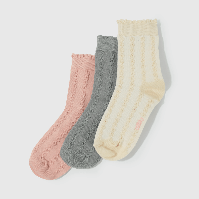 Calcetines trenzados para niños, pack de 3 colores