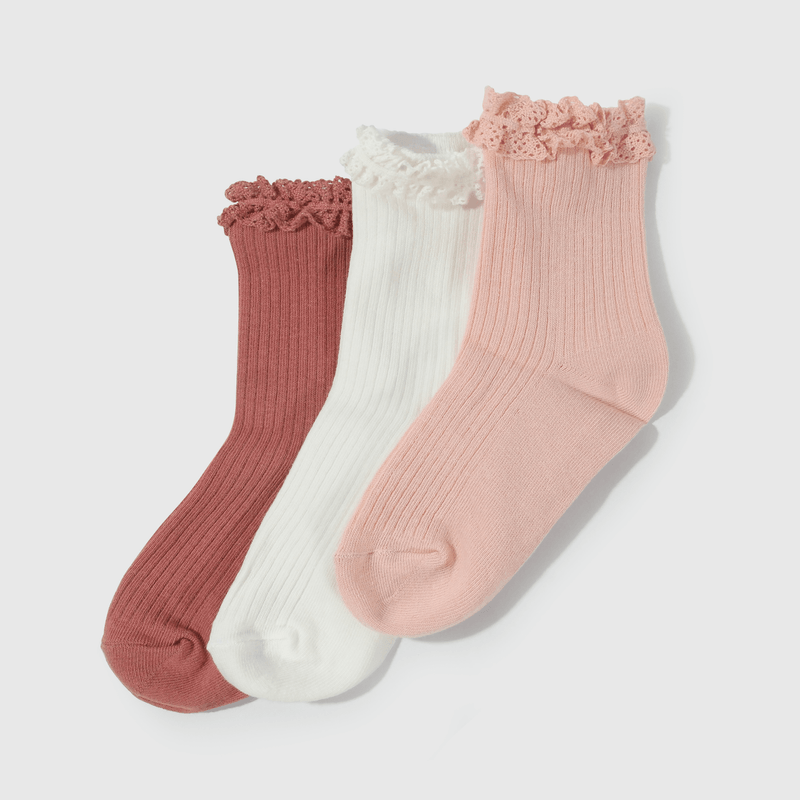 Calcetines rosados para niños, pack de 3