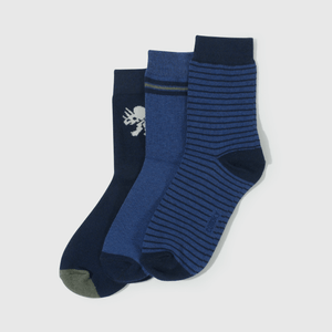 Pack 3 Calcetines Azul Líneas y Animales