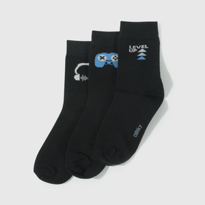 Calcetines negros para niños, pack de 3 con música