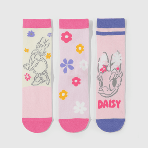 Calcetines rosados con Daisy para niños, pack de 3