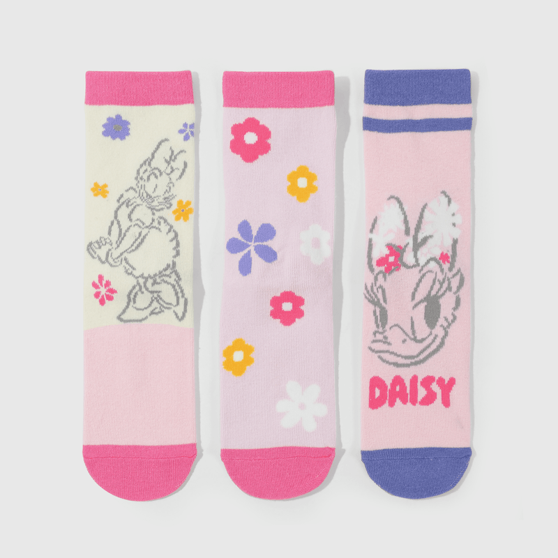 Calcetines rosados con Daisy para niños, pack de 3