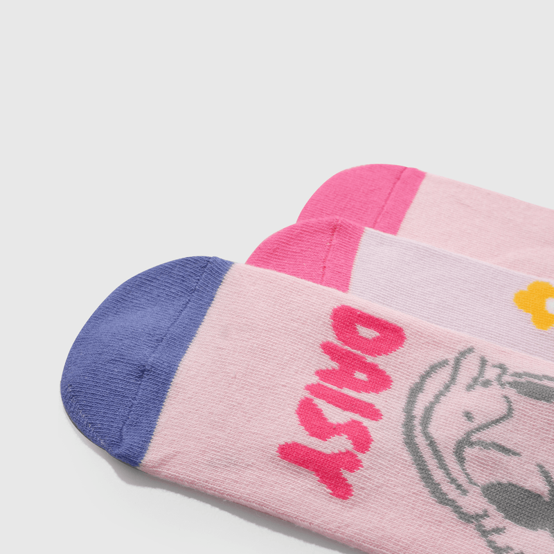 Calcetines rosados con Daisy para niños, pack de 3