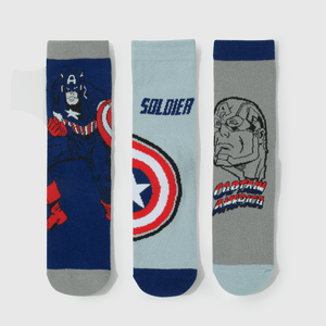 Calcetines azul Capitán América para niños, pack de 3