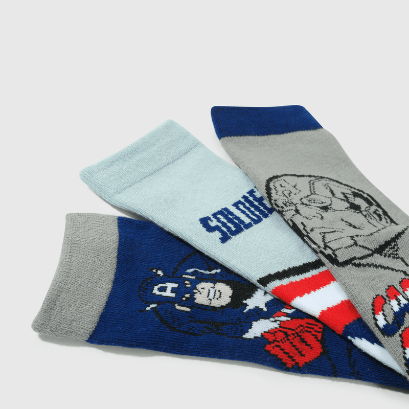 Calcetines azul Capitán América para niños, pack de 3