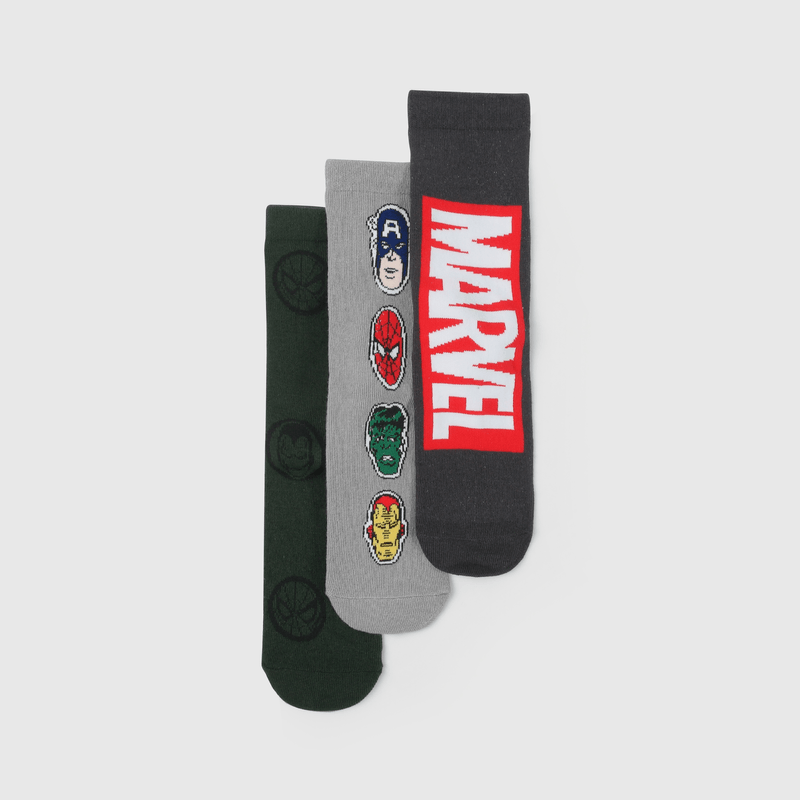 Calcetines Avengers gris para niños, pack de 3