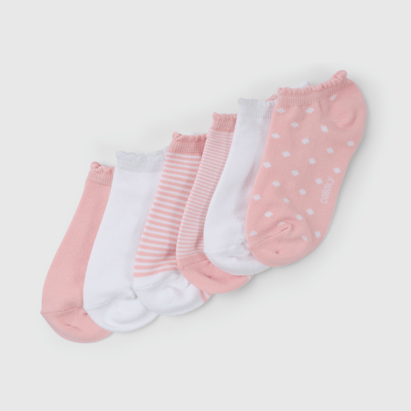 Calcetines cortos rosados para niños, pack de 3