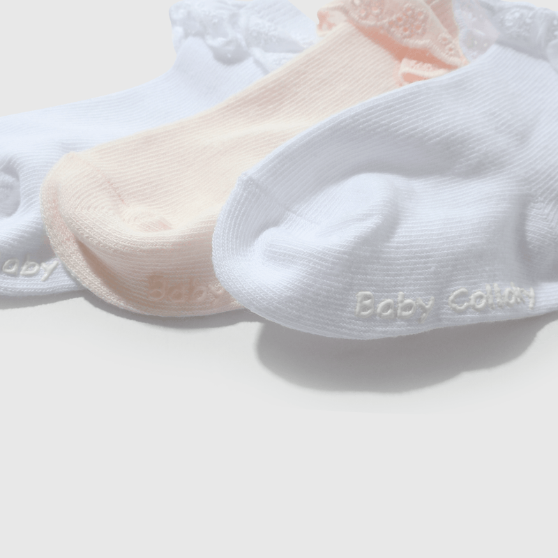Pack 3 Calcetines Blanco con Vuelos Broderie