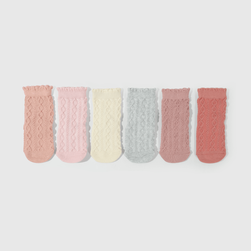 Calcetines trenzados para niñas, pack de 6 colores
