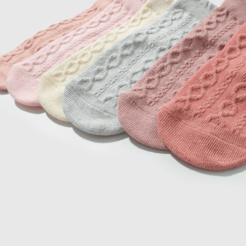 Calcetines trenzados para niñas, pack de 6 colores