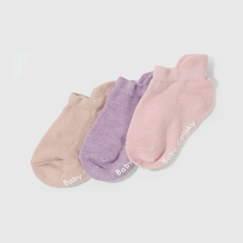 Calcetines cortos rosados para niñas, pack de 3