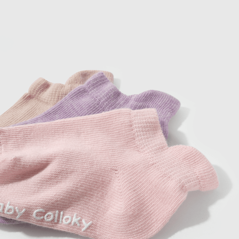 Calcetines cortos rosados para niñas, pack de 3