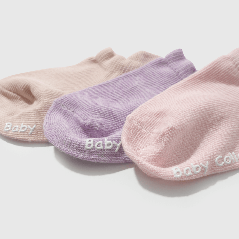 Calcetines cortos rosados para niñas, pack de 3