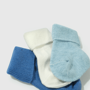 Calcetines largos celestes para guaguas, pack de 3