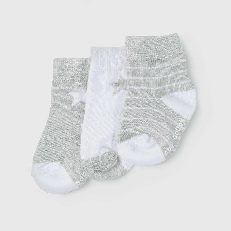 Calcetines grises para niños, pack de 3