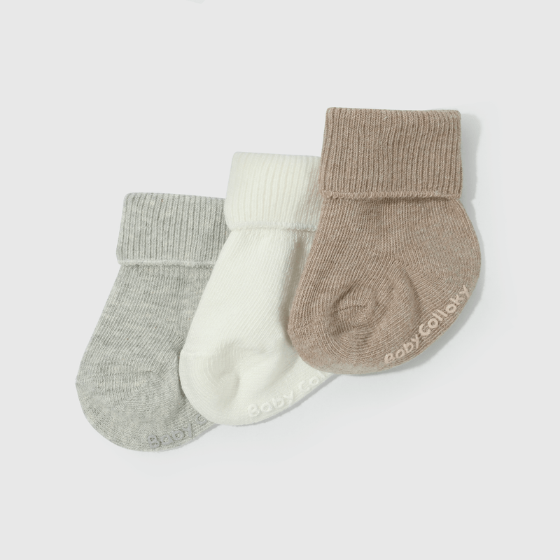 Calcetines beige para guaguas, pack de 3