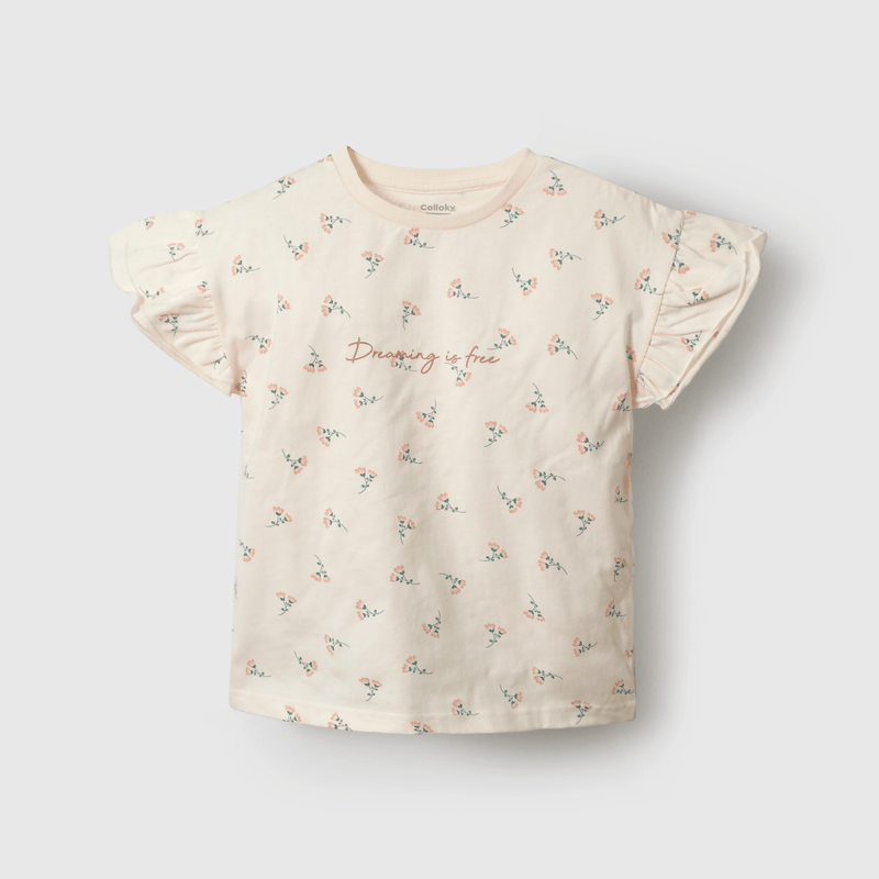 Pijama Manga con Vuelos Beige