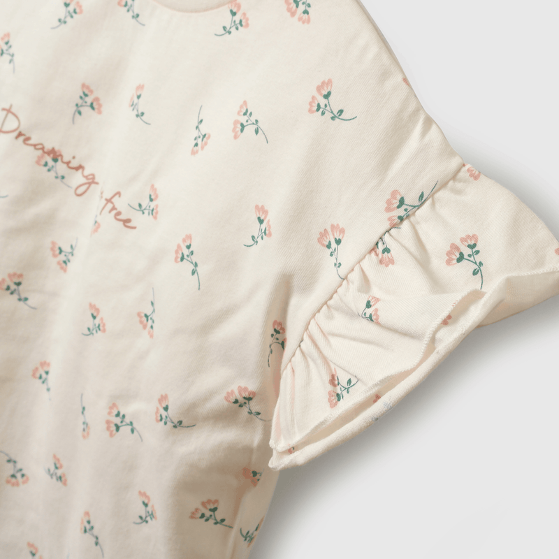 Pijama Manga con Vuelos Beige