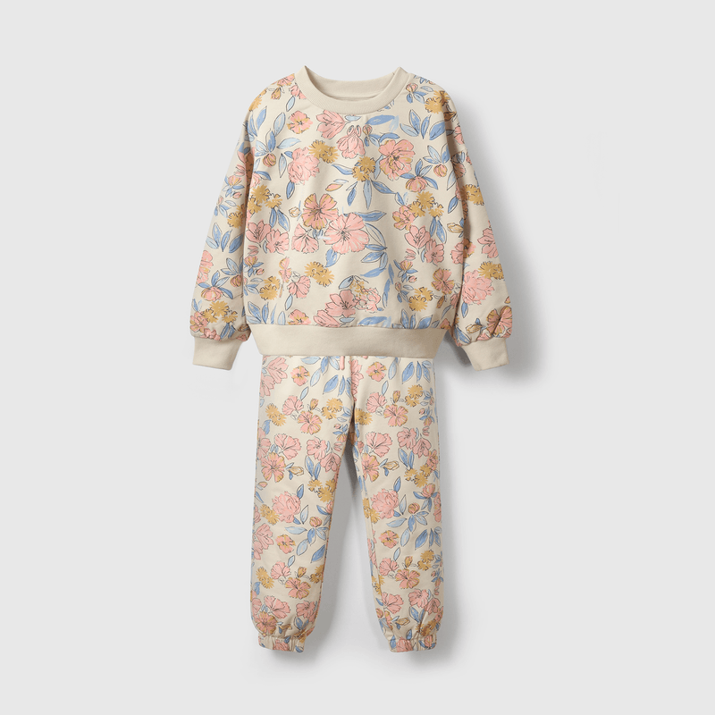 Buzo floral beige para niños, comodidad y estilo
