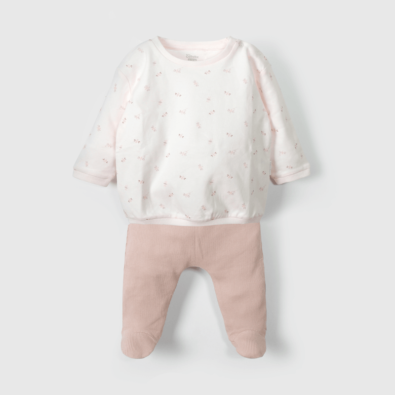 Conjunto rosado para guaguas con abejitas adorables