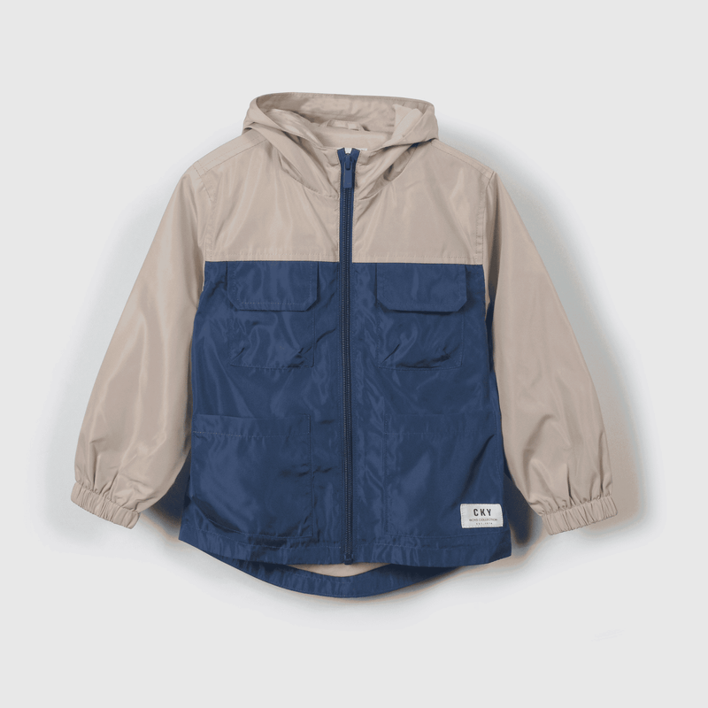 Chaqueta corta viento azul para niños en crecimiento