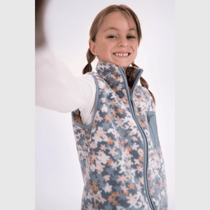 Chaleco floral azul para niña, estilo y comodidad