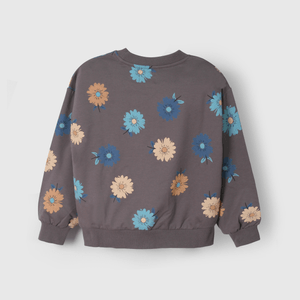 Polerón gris con flores para niños llenos de alegría