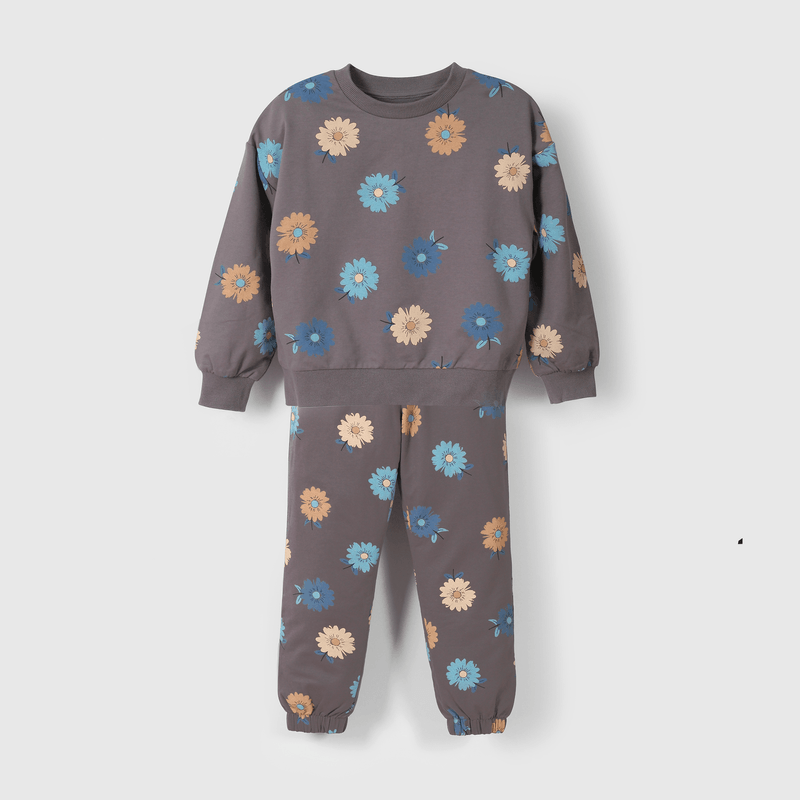 Polerón gris con flores para niños llenos de alegría