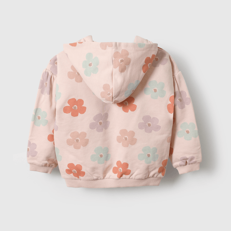 Polerón rosa con flores para niña, suave y cómodo