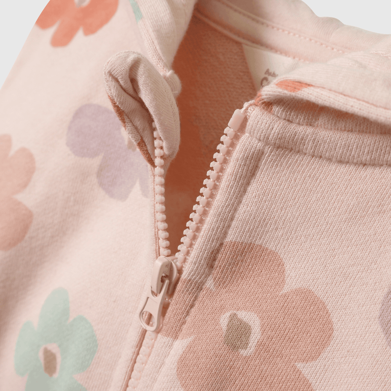 Polerón rosa con flores para niña, suave y cómodo