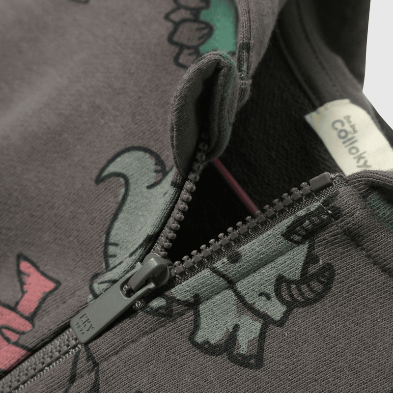 Polerón verde con dinosaurios para niños en crecimiento