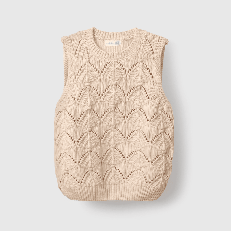 Chaleco sin mangas color crema para niña, estilo y comodidad