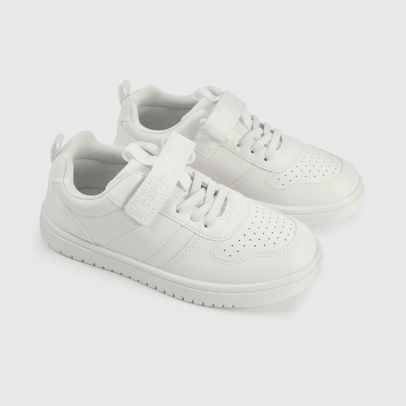 Zapatilla blanca unisex para niños, estilo y confort
