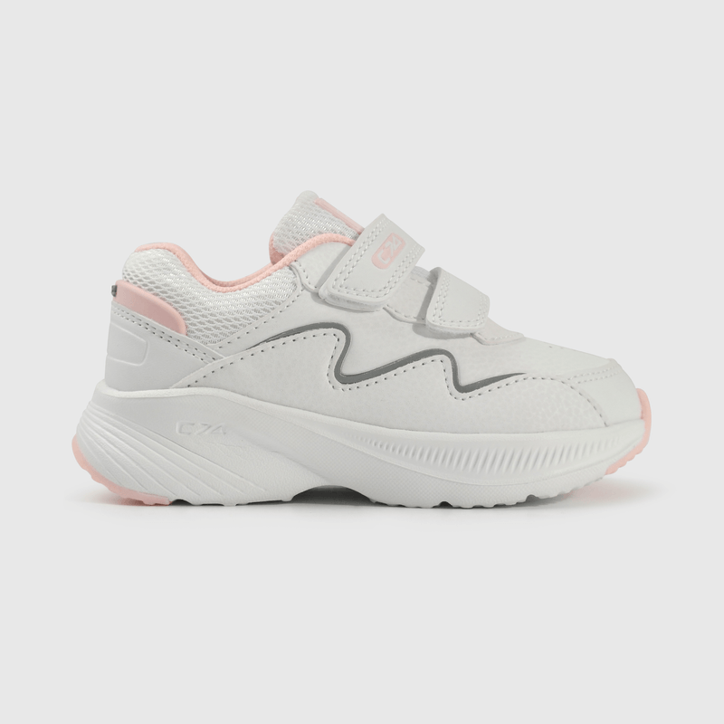 Zapatilla deportiva blanca y rosada para niña caminante
