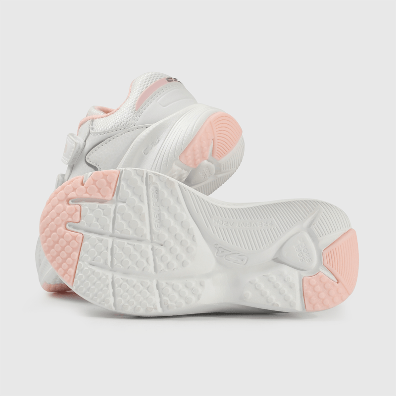 Zapatilla deportiva blanca y rosada para niña caminante