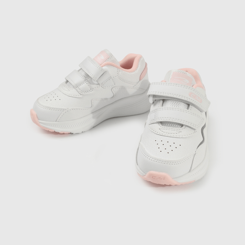 Zapatilla deportiva blanca y rosada para niña caminante