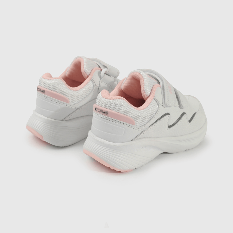 Zapatilla deportiva blanca y rosada para niña caminante