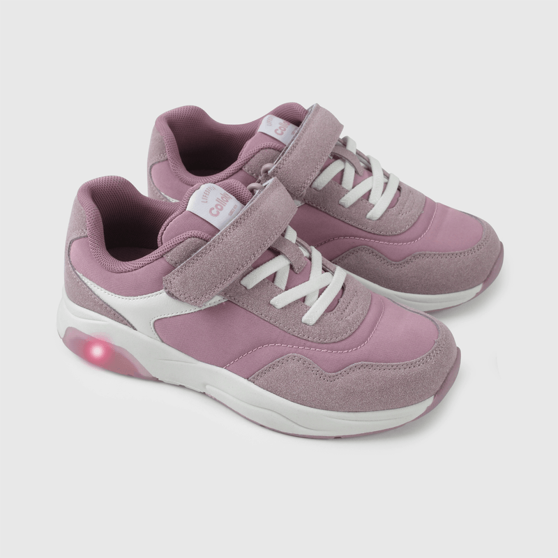 Zapatilla niña morada con luces, comodidad y estilo
