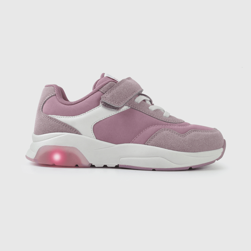 Zapatilla niña morada con luces, comodidad y estilo