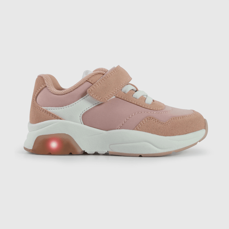 Zapatilla niña rosada con luces para caminantes