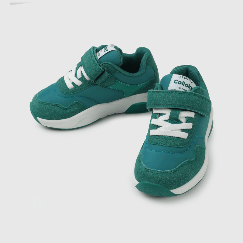 Zapatilla verde con luces para niños caminantes