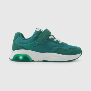 Zapatillas verdes con luces para niños activos y felices